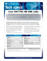 Предварительный просмотр 1 страницы Cambridge Audio Azur 340T Technical Specifications