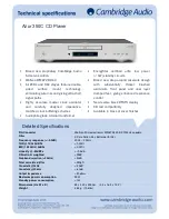 Preview for 1 page of Cambridge Audio AZUR 350C - TECHNICAL Detailed Specifications