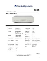 Предварительный просмотр 1 страницы Cambridge Audio Azur 840C Service Manual