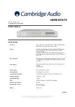 Cambridge Audio HDMI DVD 99 Service Manual preview