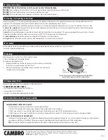 Preview for 2 page of Cambro Camwarmer 1210PW Owner'S Manual