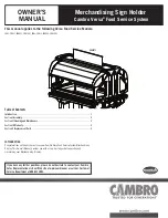 Cambro Versa VBR5 Owner'S Manual preview