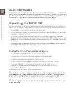 Preview for 3 page of CAMDEN TAC IP 100 series Quick Start Manual