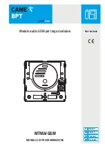 Предварительный просмотр 1 страницы CAME BPT MTMA/GSM Programming Manual