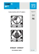 Preview for 1 page of CAME BPT MTMA/IP Programming Manual