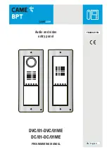 CAME BPT DC/01 Programming Manual preview