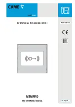 CAME MTMRFID Programming Manual preview