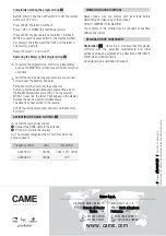 Preview for 16 page of CAME RBE4RC Installation And Operation Manual