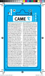 CAME TWIN Series Quick Manual preview