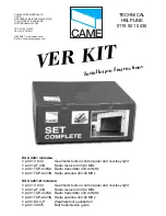 CAME VER KIT Installation Instructions Manual preview