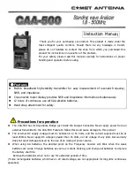 Предварительный просмотр 1 страницы CAMET CAA-500 Instruction Manual