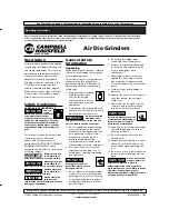 Campbell Hausfeld Air Die Grinders Operating Instructions Manual preview