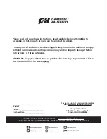 Предварительный просмотр 2 страницы Campbell Hausfeld DC02003 Operating Instructions And Parts Manual