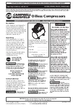 Preview for 1 page of Campbell Hausfeld DC0300 Series Operating Instructions And Parts List Manual