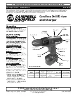 Предварительный просмотр 1 страницы Campbell Hausfeld DG201800CD Operating Instructions And Parts List Manual