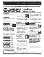 Предварительный просмотр 9 страницы Campbell Hausfeld FHT504 Operating Instructions Manual