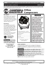 Preview for 1 page of Campbell Hausfeld IN634000AV Operating Instructions & Parts List Manual