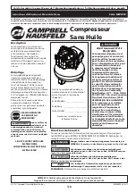 Предварительный просмотр 13 страницы Campbell Hausfeld MW2500 Series Operating Instructions & Parts List Manual