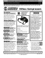 Preview for 1 page of Campbell Hausfeld Oilless Compressors FP209002L Operating Instructions And Parts Manual