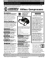 Предварительный просмотр 1 страницы Campbell Hausfeld Oilless Compressors FP209002L Operating Instructions And Parts Manual