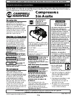 Preview for 17 page of Campbell Hausfeld Oilless Compressors FP209002L Operating Instructions And Parts Manual