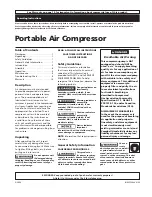 Campbell Hausfeld Portable Air Compressor Operating Instructions Manual preview