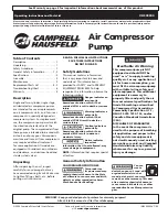 Campbell Hausfeld VH300300 Operating Instructions And Parts List Manual предпросмотр