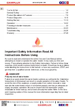 Preview for 4 page of Camplux AY132 Series Use & Care Manual