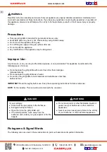 Preview for 2 page of Camplux FMGG302B Instructions For Installation And Use Manual