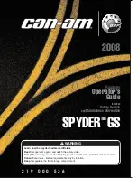 Preview for 1 page of Can-Am spyder gs 2008 Operator'S Manual