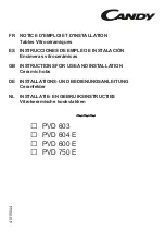 Предварительный просмотр 1 страницы Candy PVD 603 Instructions For Use And Installation