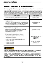 Preview for 14 page of Cannondale 120027.PDF Owner'S Manual Supplement