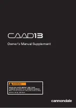 Preview for 1 page of Cannondale CAAD13 Owner'S Manual Supplement