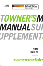 Preview for 1 page of Cannondale FLASH 2010 Owner'S Manual Supplement