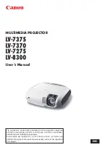 Canon 3518B002 - LV 8300 WXGA LCD Projector User Manual preview