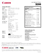 Предварительный просмотр 2 страницы Canon BJC-S200 Specifications