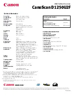 Предварительный просмотр 2 страницы Canon D1250U2F - CanoScan USB Flatbed Scanner Specifications