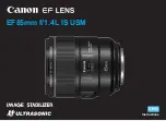 Предварительный просмотр 1 страницы Canon EF85mm f/1.4L IS USM Quick Start Manual