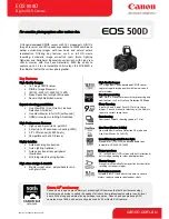 Предварительный просмотр 1 страницы Canon EOS 500D Specifications