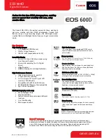 Предварительный просмотр 1 страницы Canon EOS 600D Technical Specifications