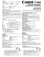 Canon F-502 Instructions preview