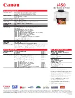 Предварительный просмотр 2 страницы Canon I450 - i 450 Color Inkjet Printer Brochure & Specs