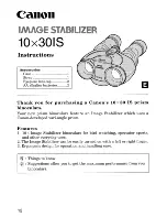 Preview for 2 page of Canon Image stabilizer 10x30lS Instructions Manual