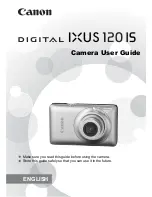 Предварительный просмотр 1 страницы Canon IXUS 120 IS User Manual