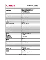 Canon LEGRIA HF R16 Specification Sheet preview