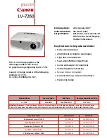 Canon LV-7260 Specifications preview