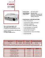 Canon LV-7260 Specifications предпросмотр