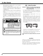 Предварительный просмотр 2 страницы Canon LV S3 - SVGA LCD Projector Owner'S Manual