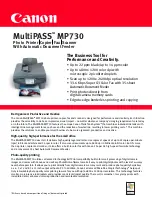 Canon MP730 - MultiPASS Color Inkjet Specifications preview