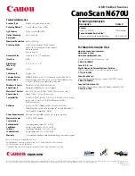 Предварительный просмотр 2 страницы Canon N670U - CanoScan Flatbed Scanner Specification